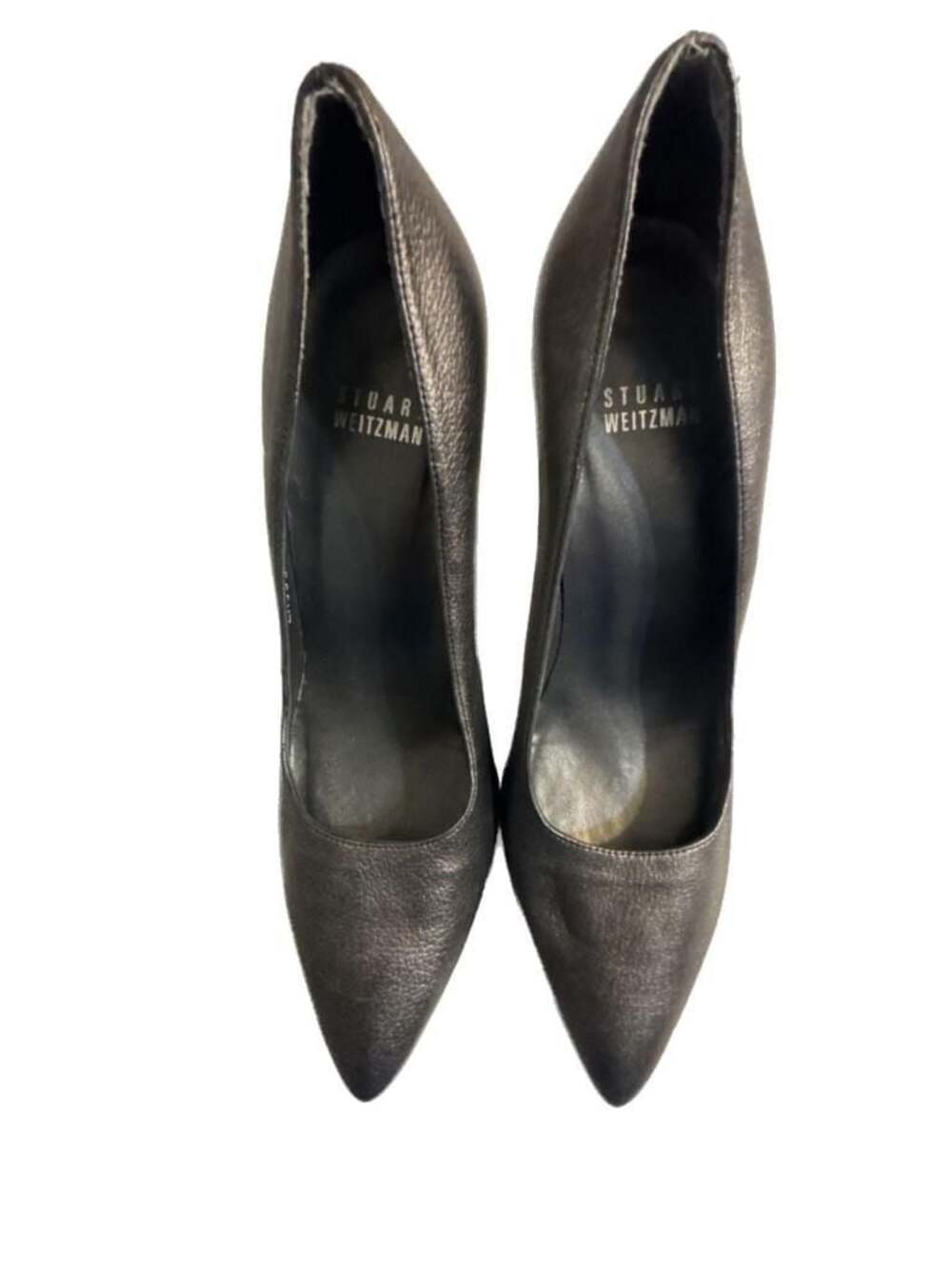 Stuart Weitzman Metallic Gray Pointed Toe Stiletto Pumps